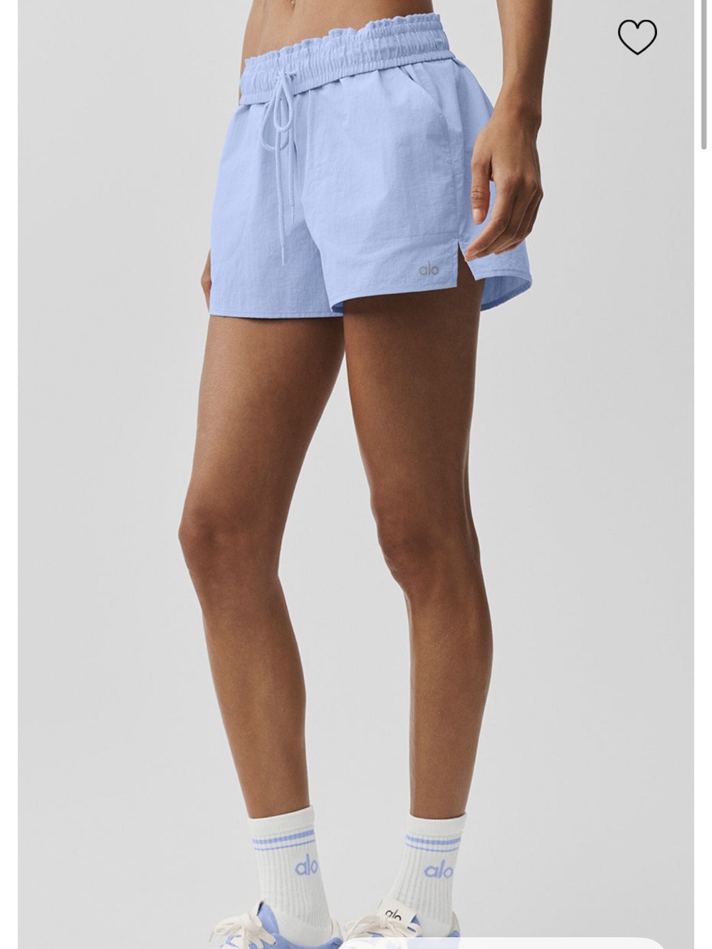 ALO Yoga alumni Seashell Blue Elastic Waist Drawstring Athletic Shorts